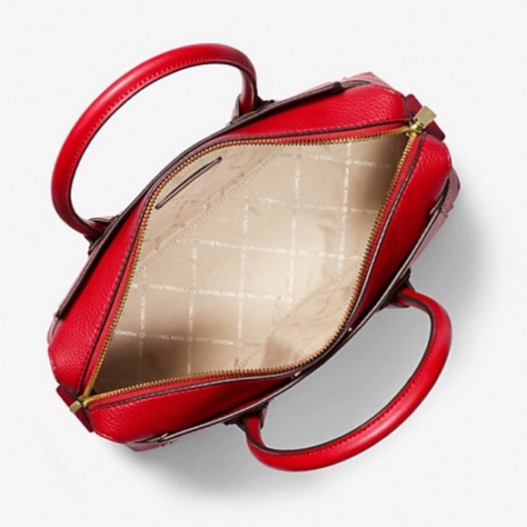 Michael Kors Mercer Medium Belted Satchel Crossbody And Wallet Set Bright Red - Picture 10 of 15